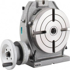 Phase II - 8" Table Diam, Horizontal & Vertical Rotary Machining Table - 5.985" Centerline Height, 3MT Center Taper, 0.465" T-Slot Width - Apex Tool & Supply
