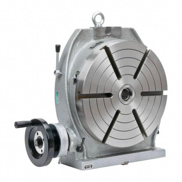 Phase II - 12" Table Diam, Horizontal & Vertical Rotary Machining Table - 8-1/4" Centerline Height, 4MT Center Taper, 0.545" T-Slot Width - Apex Tool & Supply