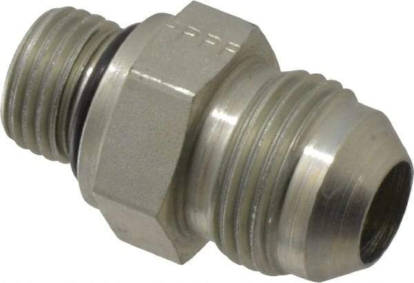 Parker - 1/2" Tube OD, 37° Steel Flared Tube Straight Thread Connector - 9/16 UNF, Flare x SAE-ORB Ends - Apex Tool & Supply