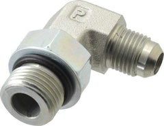 Parker - 3/8" Tube OD, 37° Steel Flared Tube Straight Thread Elbow - 3/4 UNF, Flare x SAE-ORB Ends - Apex Tool & Supply