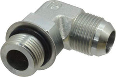 Parker - 3/4" Tube OD, 37° Steel Flared Tube Straight Thread Elbow - 1-1/16 UNF, Flare x SAE-ORB Ends - Apex Tool & Supply