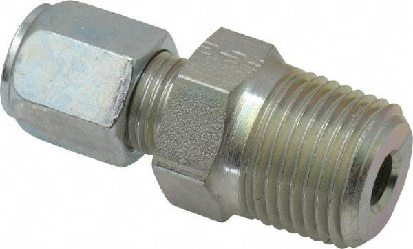 Parker - Metal Flareless Bite Tube Male Connector - 1/2 NPTF - Apex Tool & Supply