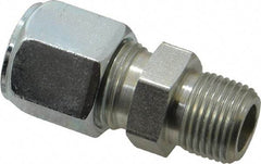 Parker - Metal Flareless Bite Tube Male Connector - 3/8 NPTF - Apex Tool & Supply