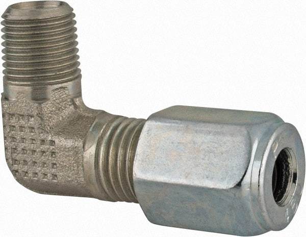 Parker - Metal Flareless Bite Tube Male Elbow - 1/8 NPTF - Apex Tool & Supply