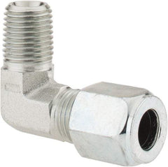 Parker - Metal Flareless Bite Tube Male Elbow - 1/4 NPTF - Apex Tool & Supply