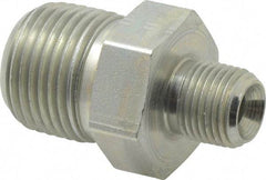 Parker - 3/8 x 1/8 Male Thread, Zinc Plated Steel Industrial Pipe Hex Nipple - MNPTF, 6,000 psi - Apex Tool & Supply
