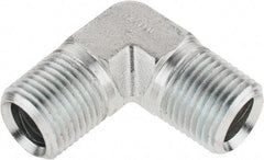 Parker - 1/2 Male Thread, Zinc Plated Steel Industrial Pipe 90° Male Elbow - MNPTF, 6,000 psi - Apex Tool & Supply