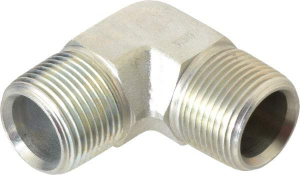 Parker - 3/4 Male Thread, Zinc Plated Steel Industrial Pipe 90° Male Elbow - MNPTF, 4,000 psi - Apex Tool & Supply