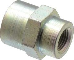 Parker - 1/4 x 1/8 Female Thread, Zinc Plated Steel Industrial Pipe Coupling - FNPTF, 6,000 psi - Apex Tool & Supply