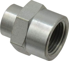 Parker - 3/8 x 1/8 Female Thread, Zinc Plated Steel Industrial Pipe Coupling - FNPTF, 6,000 psi - Apex Tool & Supply
