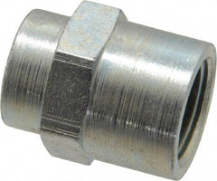 Parker - 3/8 x 1/4 Female Thread, Zinc Plated Steel Industrial Pipe Coupling - FNPTF, 6,000 psi - Apex Tool & Supply