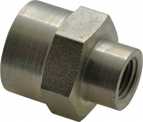 Parker - 1/2 x 1/4 Female Thread, Zinc Plated Steel Industrial Pipe Coupling - FNPTF, 5,000 psi - Apex Tool & Supply