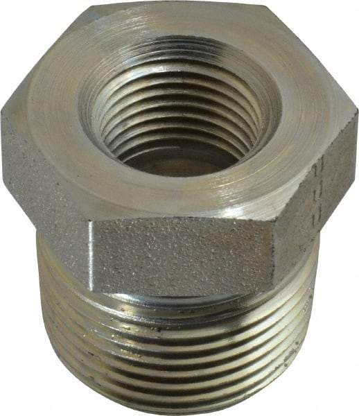 Parker - 3/4 Male Thread x 3/8 Female Thread, Zinc Plated Steel Industrial Pipe Hex Bushing - MNPTF x FNPTF, 5,500 psi - Apex Tool & Supply