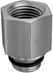 Parker - 1-3/16 - 12 Male Thread x 1/2 Female Thread, Zinc Plated Steel Industrial Pipe Adapter - Male Straight Thread O-Ring x Female NPTF, 5,000 psi - Apex Tool & Supply