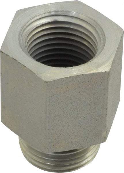 Parker - 7/8-14 Male Thread x 1/2 Female Thread, Zinc Plated Steel Industrial Pipe Adapter - Male Straight Thread O-Ring x Female NPTF, 5,000 psi - Apex Tool & Supply