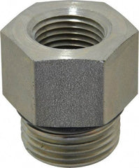 Parker - 1-1/16 - 12 Male Thread x 1/2 Female Thread, Zinc Plated Steel Industrial Pipe Adapter - Male Straight Thread O-Ring x Female NPTF, 5,000 psi - Apex Tool & Supply