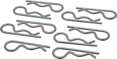 Made in USA - 5/8 to 7/8" Shaft Diam, 2-1/2" Long, 1/8" Wire Diam, Hair Pin Cotter - MB Grade 2 Spring Steel, Zinc-Plated Finish - Apex Tool & Supply