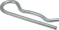 Made in USA - 1/2 to 5/8" Shaft Diam, 3" Long, 0.162" Wire Diam, Hair Pin Cotter - MB Grade 2 Spring Steel, Zinc-Plated Finish - Apex Tool & Supply