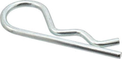 Made in USA - 5/8 to 1" Shaft Diam, 3-1/4" Long, 0.177" Wire Diam, Hair Pin Cotter - MB Grade 2 Spring Steel, Zinc-Plated Finish - Apex Tool & Supply
