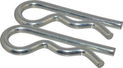 Made in USA - 7/8 to 1" Shaft Diam, 4-1/16" Long, 0.31" Wire Diam, Hair Pin Cotter - MB Grade 2 Spring Steel, Zinc-Plated Finish - Apex Tool & Supply