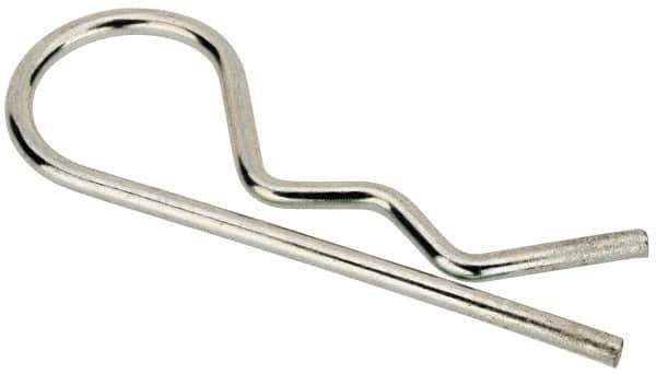 Made in USA - 3/16 to 1/4" Shaft Diam, 1" Long, 0.042" Wire Diam, Hair Pin Cotter - MB Grade 2 Spring Steel, Zinc-Plated Finish - Apex Tool & Supply