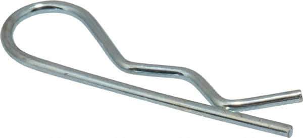 Made in USA - 3/8 to 1/2" Shaft Diam, 1-9/16" Long, 1/16" Wire Diam, Hair Pin Cotter - MB Grade 2 Spring Steel, Zinc-Plated Finish - Apex Tool & Supply