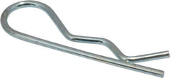 Made in USA - 3/8 to 1/2" Shaft Diam, 1-9/16" Long, 1/16" Wire Diam, Hair Pin Cotter - MB Grade 2 Spring Steel, Zinc-Plated Finish - Apex Tool & Supply
