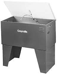 Graymills - Free Standing Solvent-Based Parts Washer - 40 Gal Max Operating Capacity, Steel Tank, 38" (Lid Close)/60" (Lid Open) High x 42" Long x 22" Wide, 115 Input Volts - Apex Tool & Supply