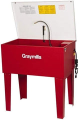 Graymills - Free Standing Solvent-Based Parts Washer - 15 Gal Max Operating Capacity, Steel Tank, 38-1/2" (Lid Close)/60" (Lid Open) High x 36" Long x 22" Wide, 115 Input Volts - Apex Tool & Supply