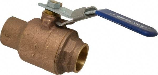 NIBCO - 1" Pipe, Full Port, Bronze Standard Ball Valve - 2 Piece, Inline - One Way Flow, Soldered x Soldered Ends, Locking Lever Handle, 600 WOG, 150 WSP - Apex Tool & Supply