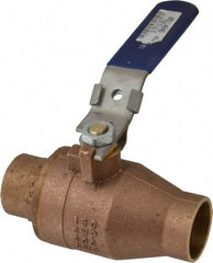 NIBCO - 1-1/2" Pipe, Full Port, Bronze Standard Ball Valve - 2 Piece, Inline - One Way Flow, Soldered x Soldered Ends, Locking Lever Handle, 600 WOG, 150 WSP - Apex Tool & Supply