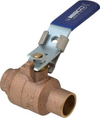 NIBCO - 3/4" Pipe, Full Port, Bronze Standard Ball Valve - 2 Piece, Inline - One Way Flow, Soldered x Soldered Ends, Locking Lever Handle, 600 WOG, 150 WSP - Apex Tool & Supply