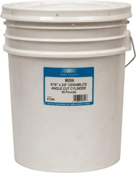 Raytech - Ceramic Plastic Blend Carrier, Polishing Tumbling Media - Cylinder Shape, Wet Operation, 5/16" Long x 3/4" High - Apex Tool & Supply