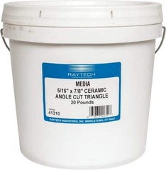 Raytech - Ceramic Carrier, Aluminum Oxide Abrasive, Polishing Tumbling Media - Polyhedron Shape, Wet Operation, 3/8" Long x 1/2" High - Apex Tool & Supply