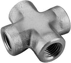 Parker - 3/8 Female Thread, Zinc Plated Steel Industrial Pipe Female Cross - FNPTF, 4,500 psi - Apex Tool & Supply