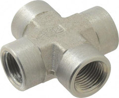 Parker - 1/2 Female Thread, Zinc Plated Steel Industrial Pipe Female Cross - FNPTF, 3,000 psi - Apex Tool & Supply