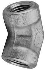 Parker - 1 Female Thread, Zinc Plated Steel Industrial Pipe 45° Female Elbow - FNPTF, 1,800 psi - Apex Tool & Supply