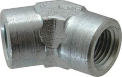 Parker - 1/4 Female Thread, Zinc Plated Steel Industrial Pipe 45° Female Elbow - FNPTF, 5,000 psi - Apex Tool & Supply