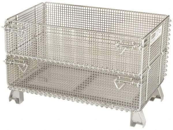 Nashville Wire - 32" Long x 20" Wide x 16" High Steel Basket-Style Bulk Folding Wire Mesh Container - 1,000 Lb. Load Capacity - Apex Tool & Supply