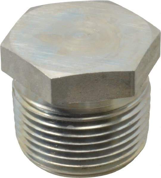 Parker - 1 Male Thread, Zinc Plated Steel Industrial Pipe Hex Head Plug - MNPTF, 4,500 psi - Apex Tool & Supply