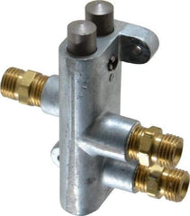 Heinrich - 1/4" NPS Four Way Valve Air Valve - 1/4" NPT Inlet, 0.25" NPT Outlet, Plunger Button/Spring Acuator - Apex Tool & Supply