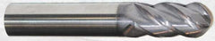 Accupro - 1" Diam, 2-1/4" LOC, 4 Flute Solid Carbide Ball End Mill - AlTiN Finish, Single End, 5" OAL, 1" Shank Diam, Spiral Flute - Apex Tool & Supply