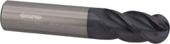 Accupro - 3/8" Diam, 3" LOC, 4 Flute Solid Carbide Ball End Mill - nACRo Finish, Single End, 6" OAL, 3/8" Shank Diam, Spiral Flute - Apex Tool & Supply