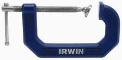 Irwin - Regular-Duty 5" Max Opening, 3-1/4" Throat Depth, Cast Iron Standard C-Clamp - 1,500 Lb Capacity, 0" Min Opening, Standard Throat Depth - Apex Tool & Supply