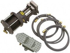 Heinrich - 3" Jaw Width, 3-1/8" Jaw Opening Capacity, Horizontal Stationary Machine Vise - Air Operation, 1 Station, 5-3/8" High x 1-1/4" Deep, 13/16" Jaw Height - Apex Tool & Supply