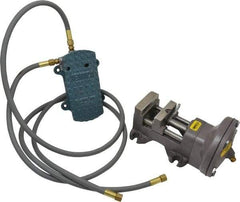 Heinrich - 3" Jaw Width, 3-1/8" Jaw Opening Capacity, Horizontal Stationary Machine Vise - Air Operation, 1 Station, 6-1/8" Long x 5-3/8" High x 1-1/4" Deep - Apex Tool & Supply