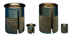 E-Z LOK - 3/8-16 UNC Brass Flanged Press Fit Threaded Insert for Plastic - 5/8" OAL, 0.451" Insert Diam, 7/16" Hole Diam, 7/16" Drill - Apex Tool & Supply
