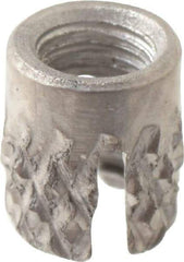 E-Z LOK - #2-56 UNC Stainless Steel Flush Press Fit Threaded Insert for Plastic - 5/32" OAL, 0.135" Insert Diam, 1/8" Hole Diam, 1/8" Drill - Apex Tool & Supply