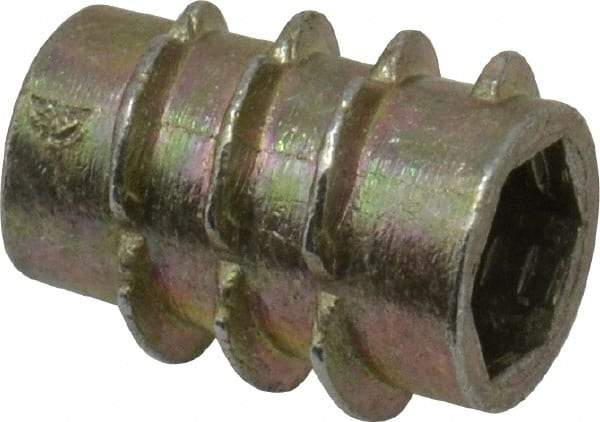 E-Z LOK - #8-32, Zinc Alloy Flush Hex Drive Insert - 15/64" Drill, 0.2362" Hole Diam, 0.3937" Long, 1/2" Min Grip, M4 Hex - Apex Tool & Supply