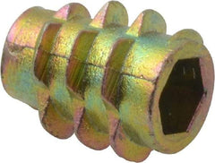 E-Z LOK - #10-32, Zinc Alloy Flush Hex Drive Insert - 9/32" Drill, 0.2756" Hole Diam, 0.512" Long, 1/2" Min Grip, M5 Hex - Apex Tool & Supply